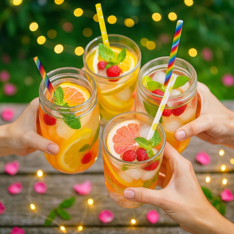 HAKACC Paper Straws for Drinking, 200PCS Party Straws for Birthday Wedding and Holiday DIY Decorations, 10 Styles - Image 2